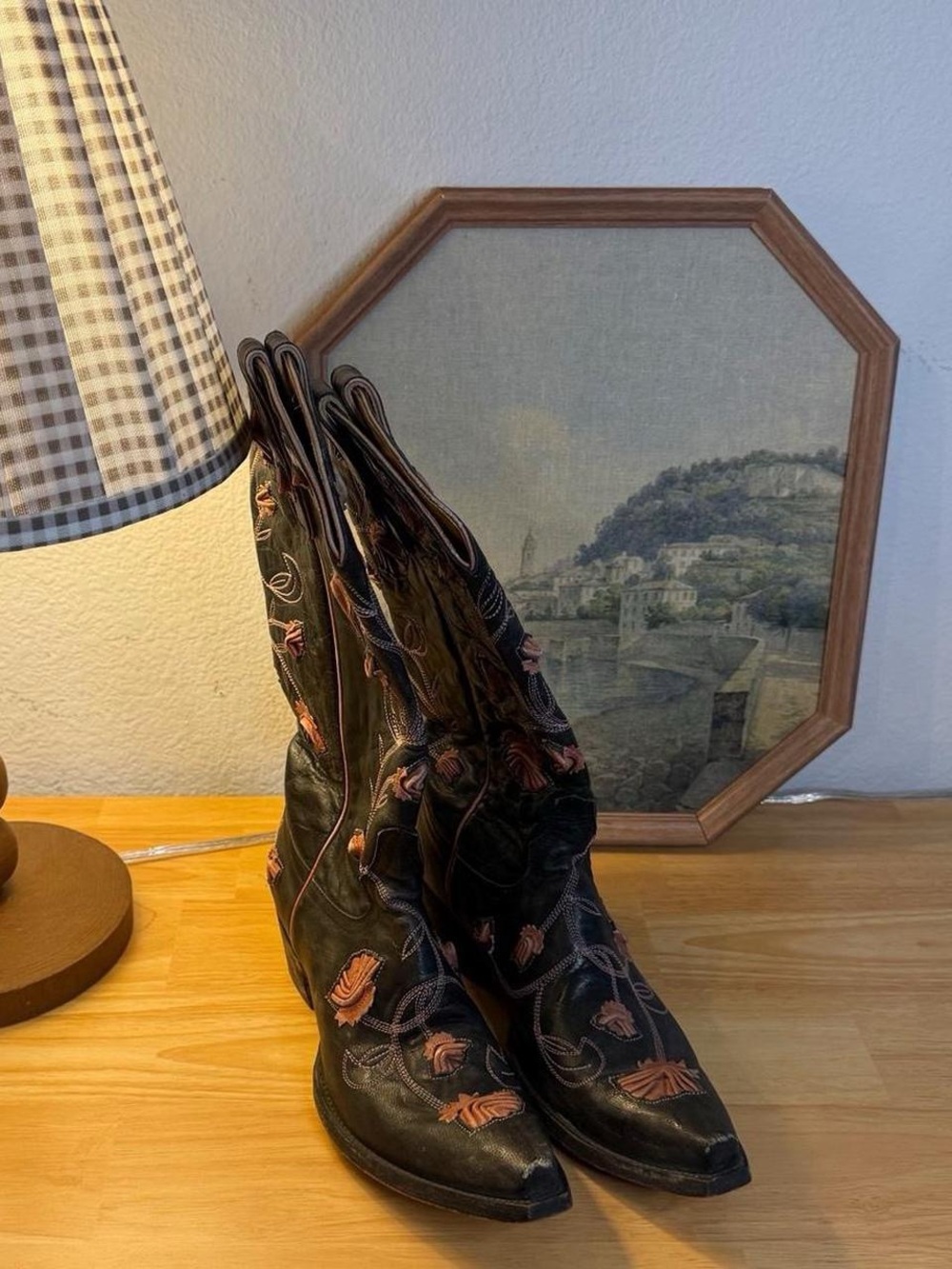 Old Gringo Dead-stock Vintage Pink Blossom Leather Floral Inlay Cowgirl Boots